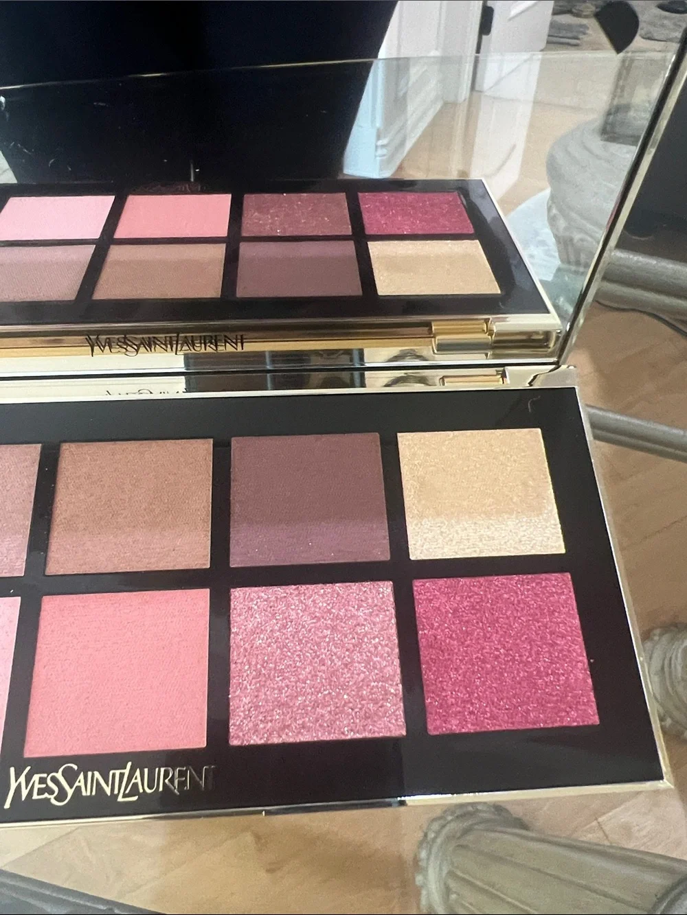 Yves Saint Laurent Black and Gold Quilted Compact Palette